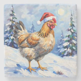 Christmas Chicken Stone Coaster