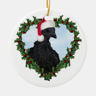 Christmas Chicken * Svart Hona Ceramic Tree Decoration