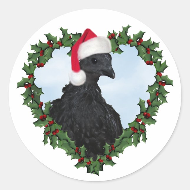 Christmas Chicken *  Svart Hona Classic Round Sticker (Front)