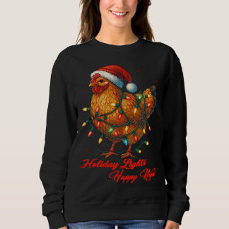 Christmas Chicken with Santa Hat Happy Nights Sweatshirt