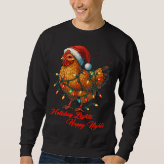 Christmas Chicken with Santa Hat Happy Nights Sweatshirt