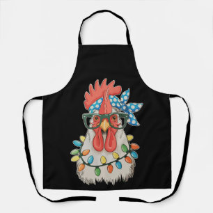 Christmas Chicken Xmas Lights Farmer Farm Family Apron