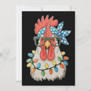 Christmas Chicken Xmas Lights Farmer Farm Family Holiday Card