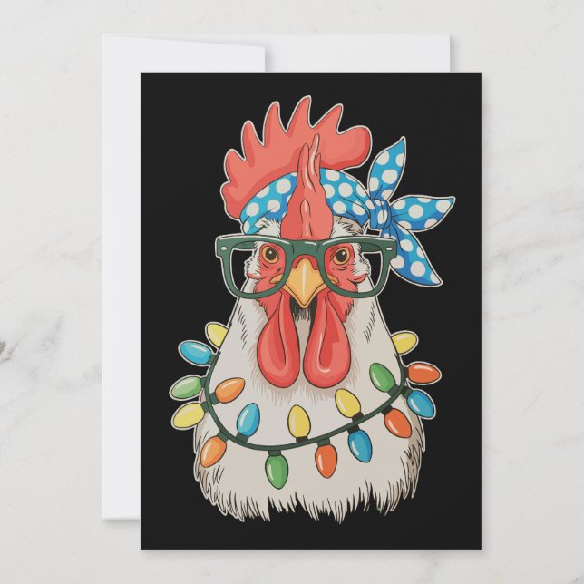 Christmas Chicken Xmas Lights Farmer Farm Family Holiday Card (Front)