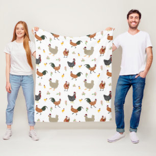 Christmas Chickens & Chicks Pattern Fleece Blanket