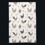 Christmas Chickens & Chicks Pattern Tea Towel<br><div class="desc">Pattern featuring illustrations of chickens and chicks with santa hats,  scarves,  holly,  and candy cane</div>