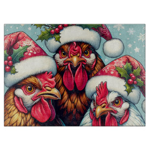Christmas Chickens Cutting Board