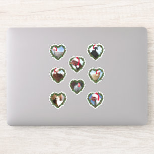 Christmas Chickens in Heart Wreaths