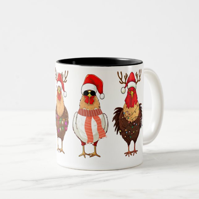 Christmas Chickens Mug Coffee Tea Holiday (Front Right)