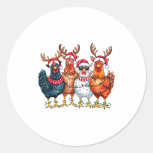 Christmas Chickens Reindeer Farm Animals Xmas Ligh Classic Round Sticker