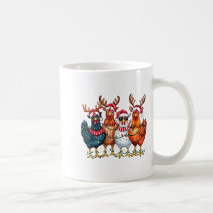 Christmas Chickens Reindeer Farm Animals Xmas Ligh Coffee Mug