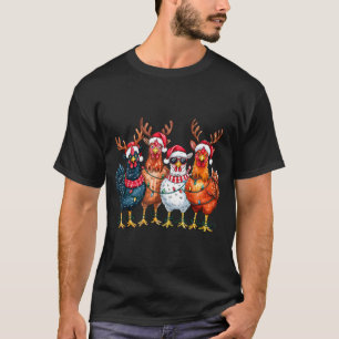 Christmas Chickens Reindeer Farm Animals Xmas Ligh T-Shirt