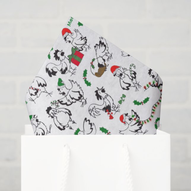 Christmas Chickens Tissue Paper (Gift Bag)