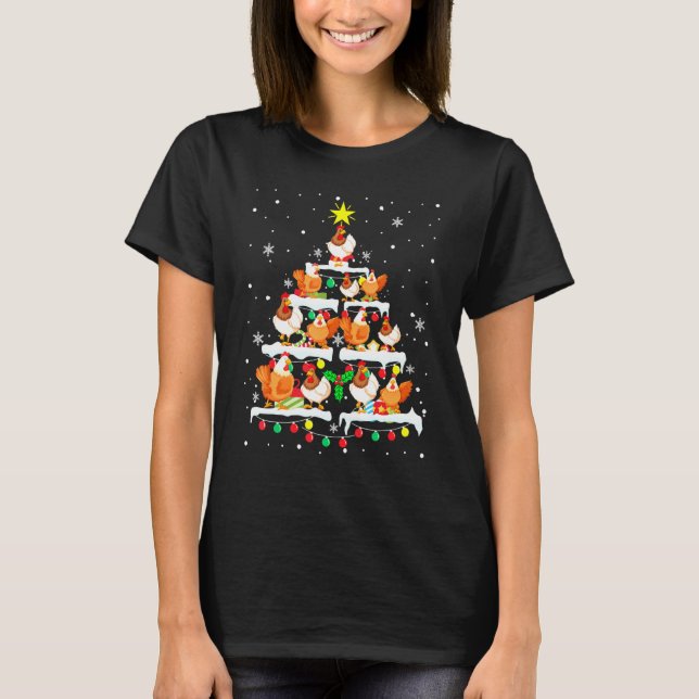 Christmas - Chickens Tree T-Shirt (Front)