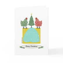 Christmas chickens with tree inside patterns/art