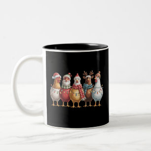 Christmas Chickens Xmas Chicken Gift Farm Lover  Two-Tone Coffee Mug