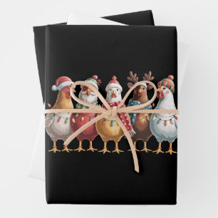 Christmas Chickens Xmas Chicken Gift Farm Lover Wrapping Paper Sheet