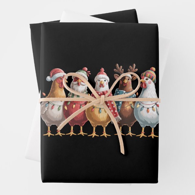 Christmas Chickens Xmas Chicken Gift Farm Lover  Wrapping Paper Sheet (In situ)