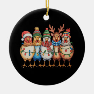 Christmas Chickens Xmas Farm Funny Holiday Season Ceramic Tree Decoration