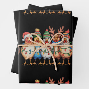 Christmas Chickens Xmas Farm Funny Holiday Season Wrapping Paper Sheet