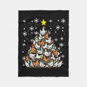 Christmas Chickens Xmas Tree Hens Farm Farmer Wome Fleece Blanket