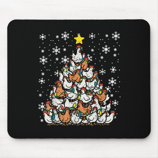 Christmas Chickens Xmas Tree Hens Farm Farmer Wome Mouse Mat (Front)