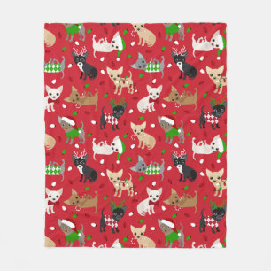 Christmas Chihuahua All Coats Fleece Blanket