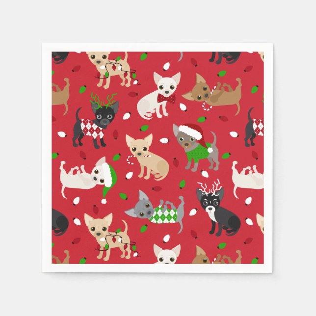 Christmas Chihuahua All Coats Napkin (Front)