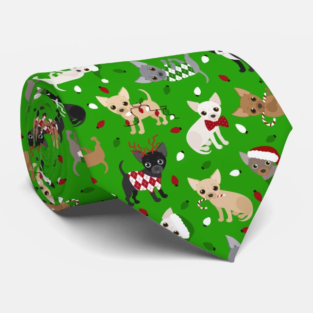 Christmas Chihuahua All Coats Neck Tie (Rolled)