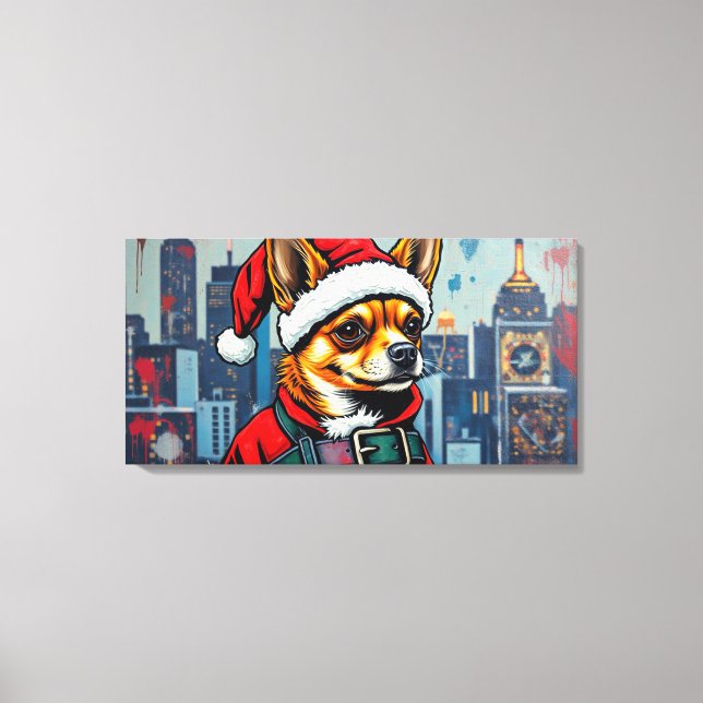 CHRISTMAS CHIHUAHUA CANVAS PRINT (Front)