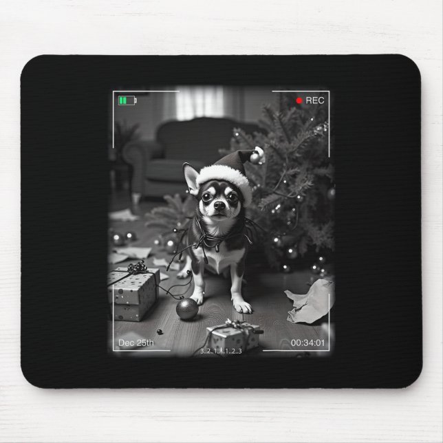 Christmas Chihuahua Caught On Camera  Mouse Mat (Front)
