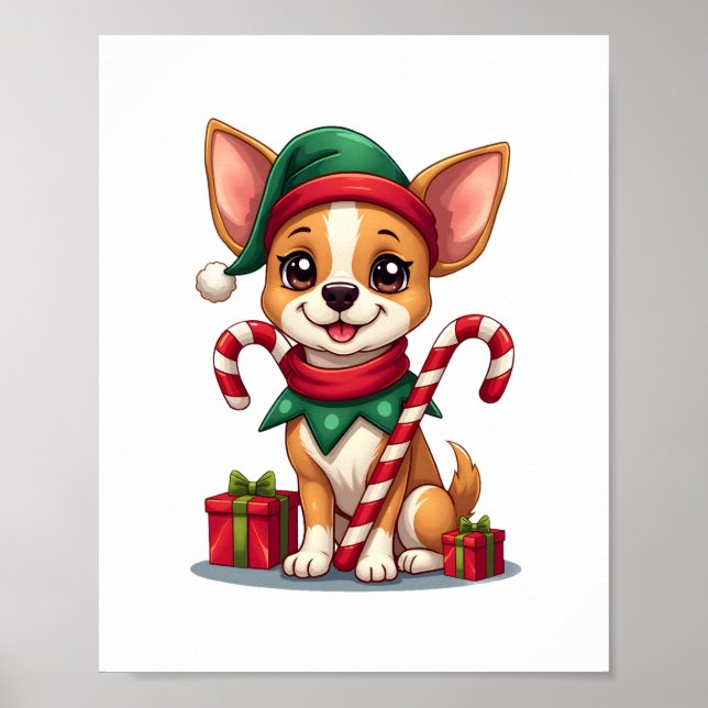 Christmas Chihuahua Cheer Poster (Front)