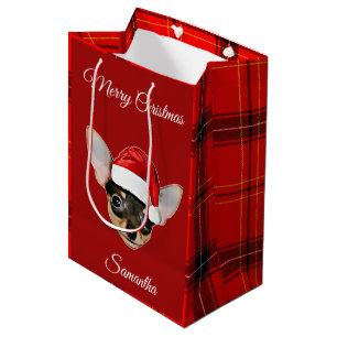 Christmas Chihuahua dog Personalised Gift Bag