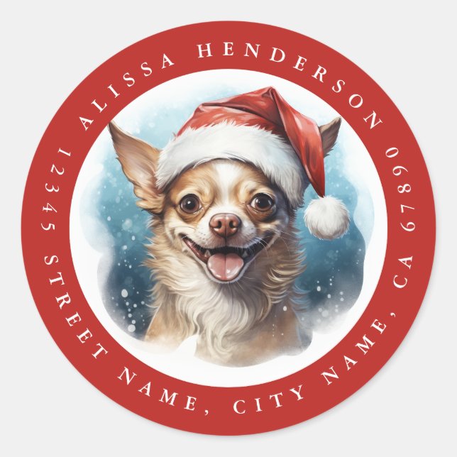 Christmas Chihuahua Dog Round Stickers (Front)
