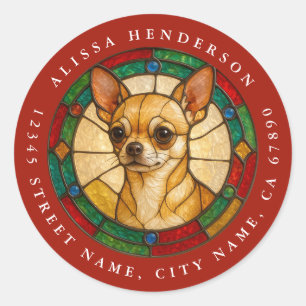 Christmas Chihuahua Dog Round Stickers