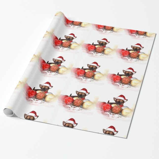Christmas chihuahua dog wrapping paper (Unrolled)