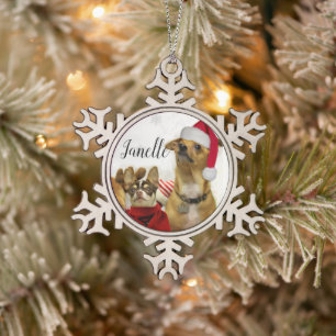 Christmas Chihuahua Dogs Snowflake Pewter Christmas Ornament