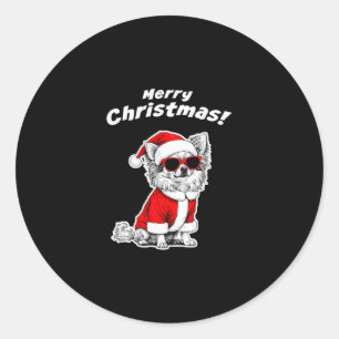 Christmas Chihuahua Funny Santa Dog Cute Holiday D Classic Round Sticker