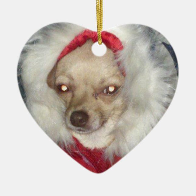 Christmas Chihuahua Heart Ornament (Front)
