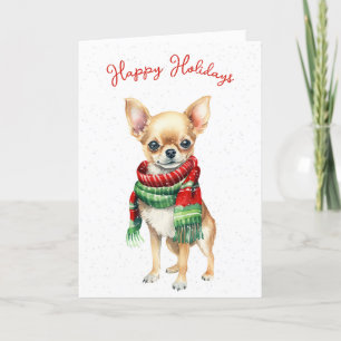 Christmas Chihuahua In Snowflakes Holiday Card