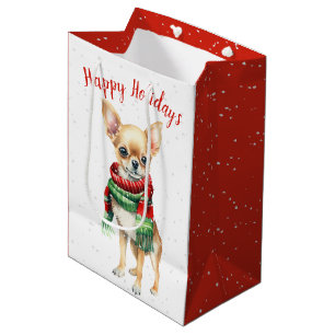 Christmas Chihuahua  In Snowflakes Medium Gift Bag