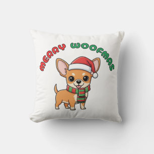 Christmas Chihuahua Pillow: Merry Woofmas Cushion
