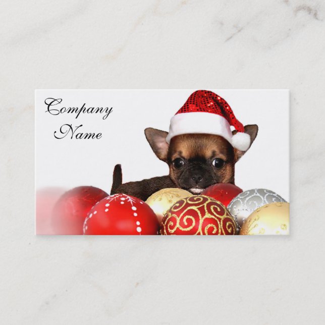 Christmas chihuahua puppy business card (Front)