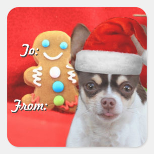 Christmas Chihuahua puppy gift tag stickers