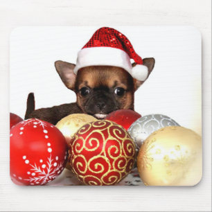 Christmas chihuahua puppy mouse mat