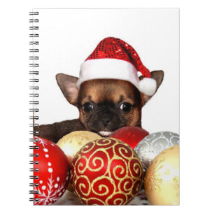 Christmas chihuahua puppy spiral notebook