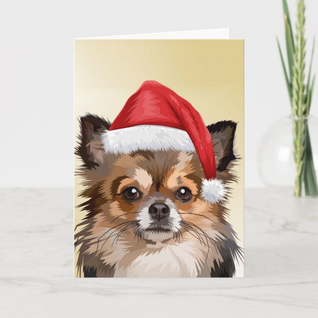 Christmas Chihuahua puppy with Santa hat Card (Front)