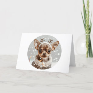 Christmas Chihuahua Reindeer Dog Holiday Card