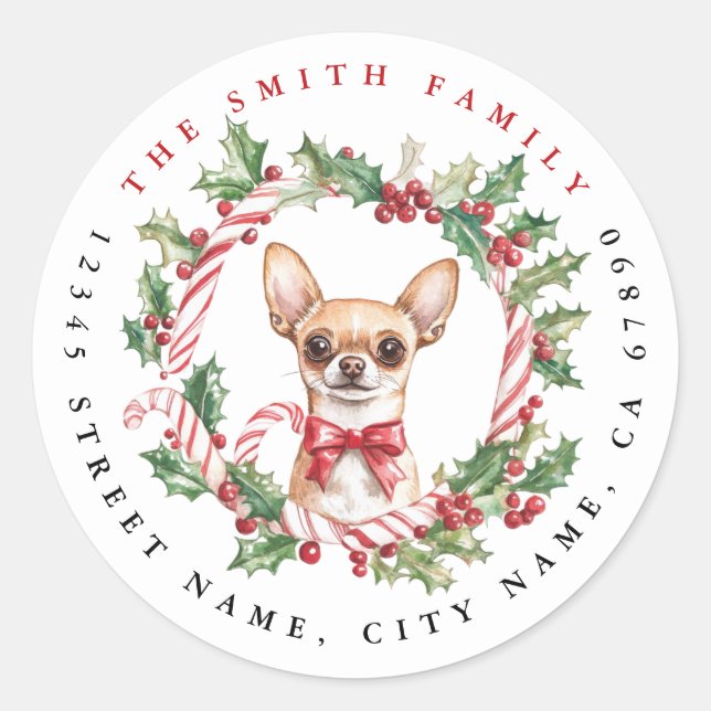 Christmas Chihuahua Round Stickers (Front)