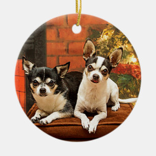 Christmas Chihuahua’s Ceramic Tree Decoration